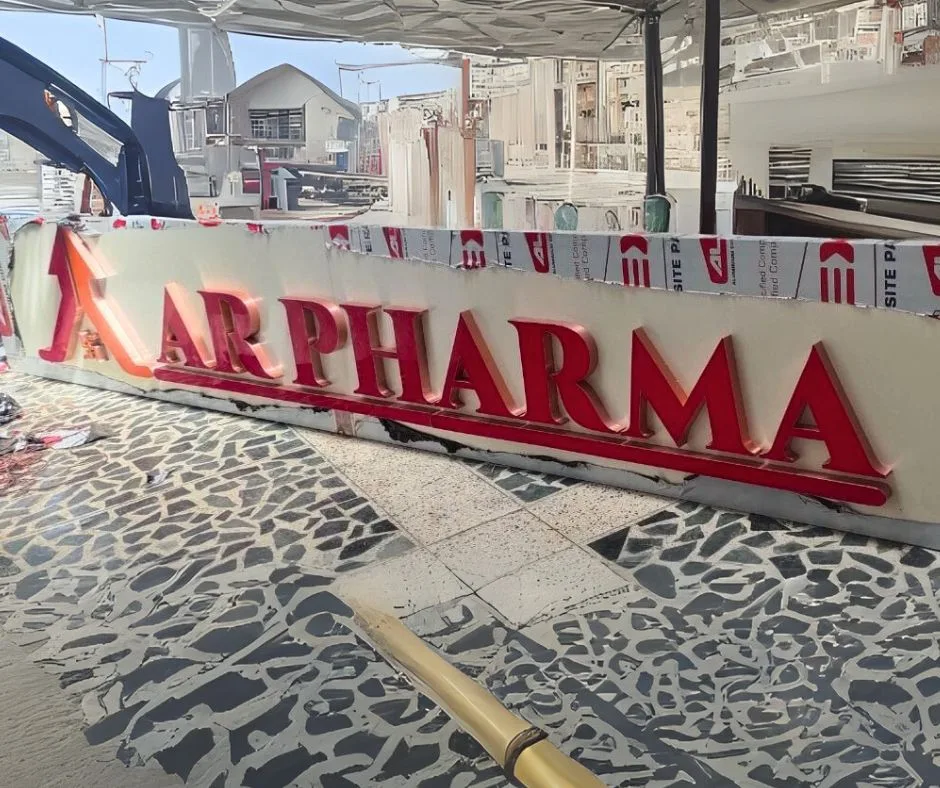 AR Pharma liquid letter sign board