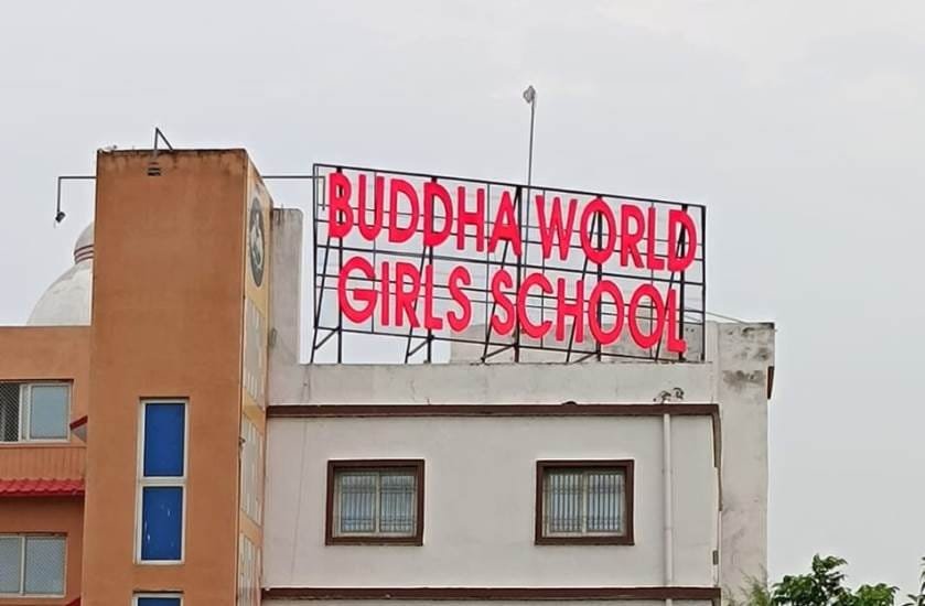 buddha world girl school led acrylic sign board