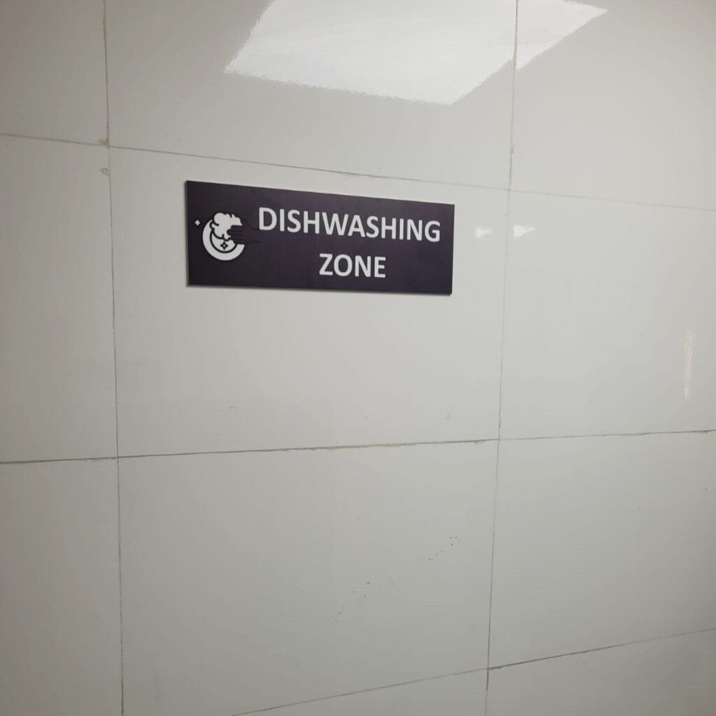 dishwashing zone name plate