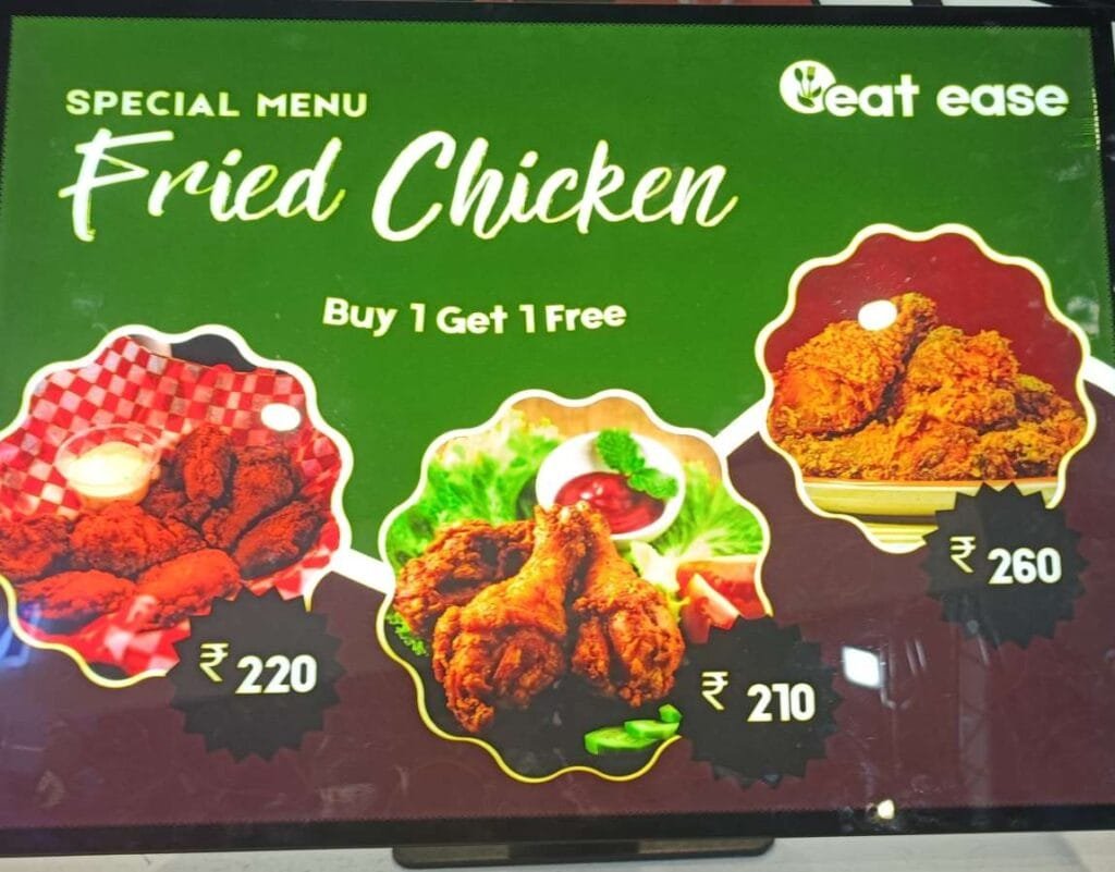 fried chicken menu board for restaurant