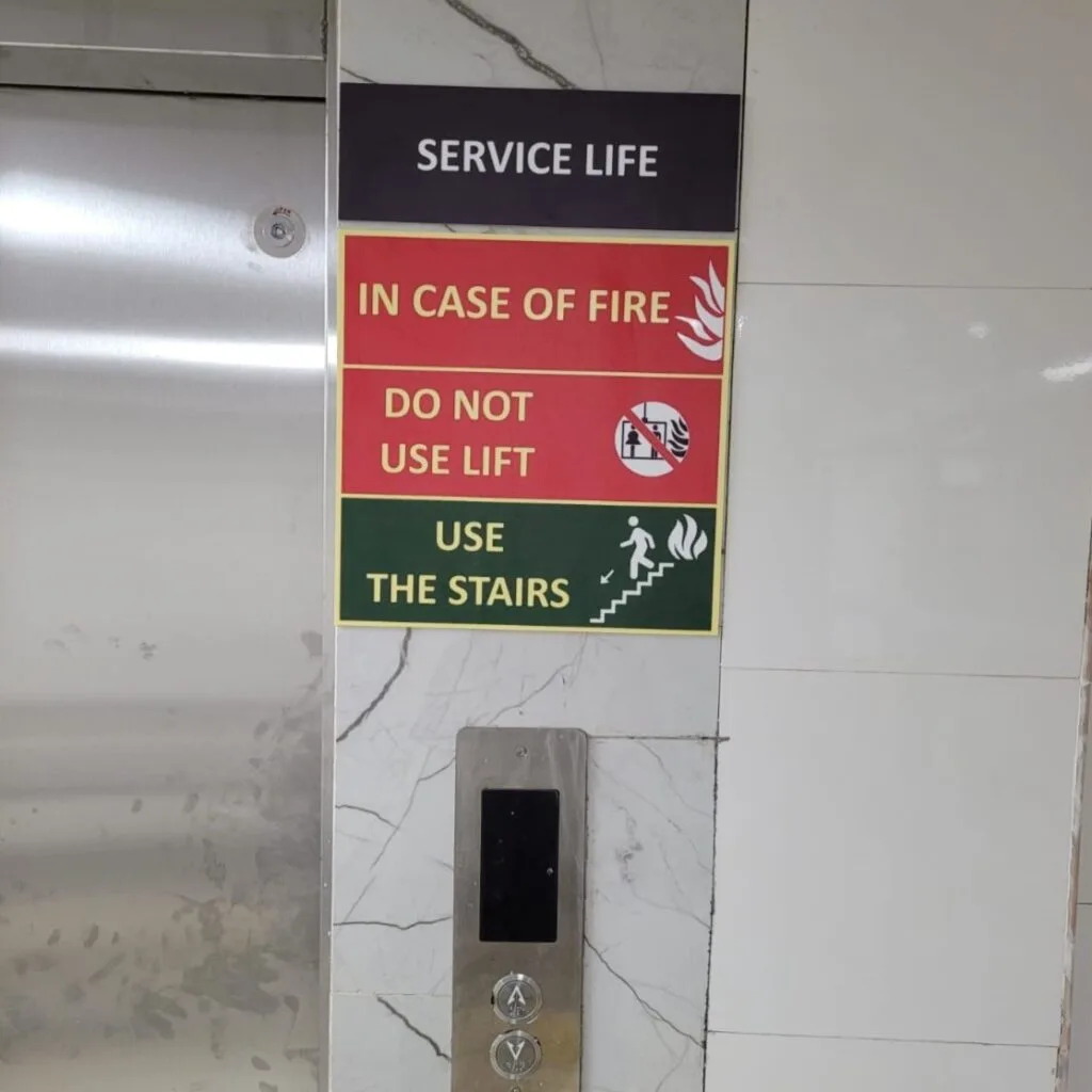 service life name plate sign