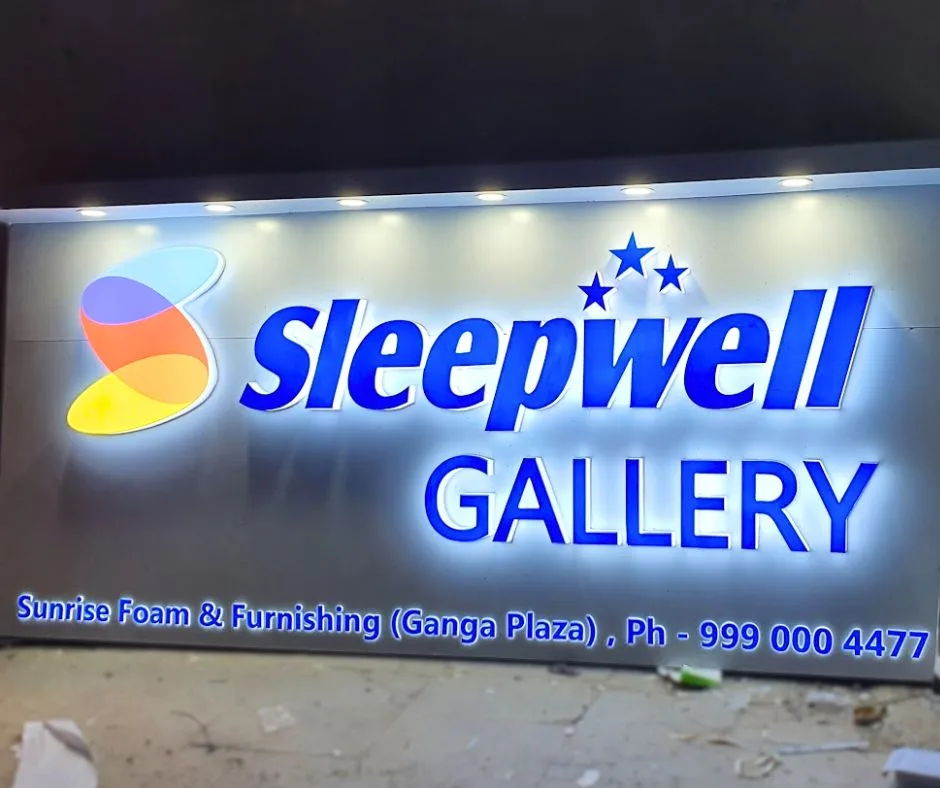 sleepwell gallery led showroom signage