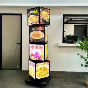 LED 4 Layers Standing Rotating Light Box