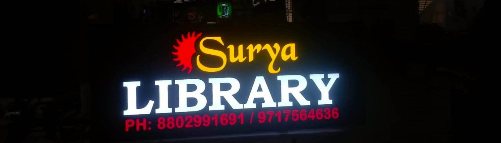 surya library acrylic signboard